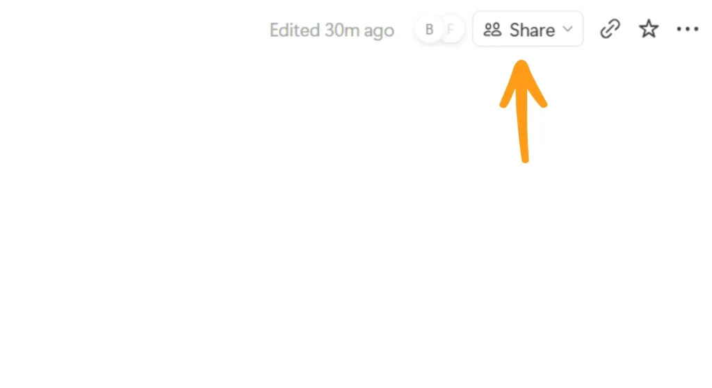 New empty opened notion page pointing share button