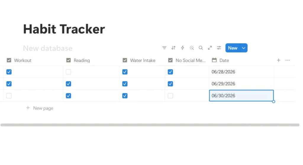 How to Build a Notion Habit Tracker for Students 10 Notion database table adding values to colomns