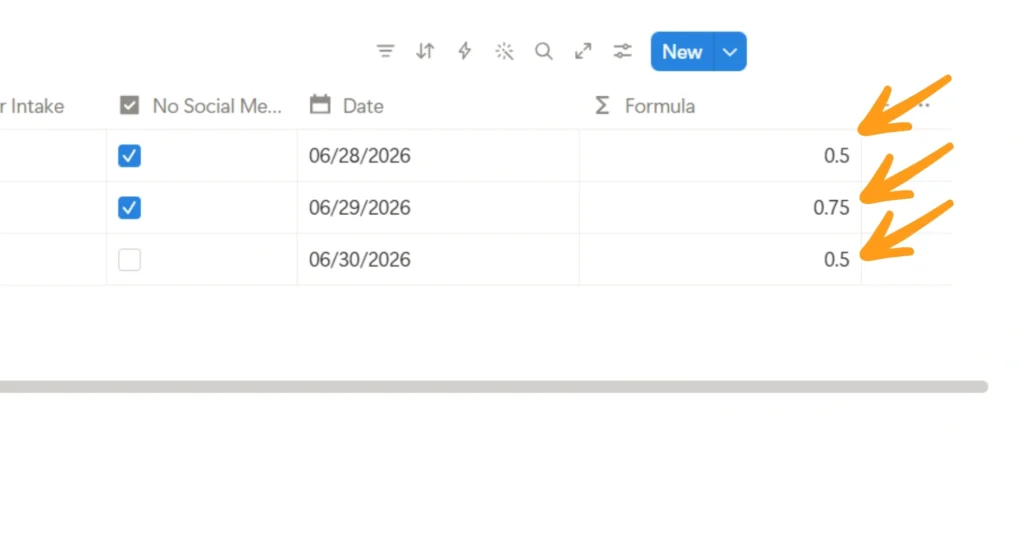 How to Build a Notion Habit Tracker for Students 12 Notion database table formulas column showing data