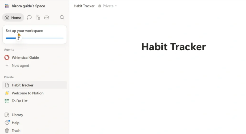 How to Build a Notion Habit Tracker for Students 2 Notion new page created for a habit tracker