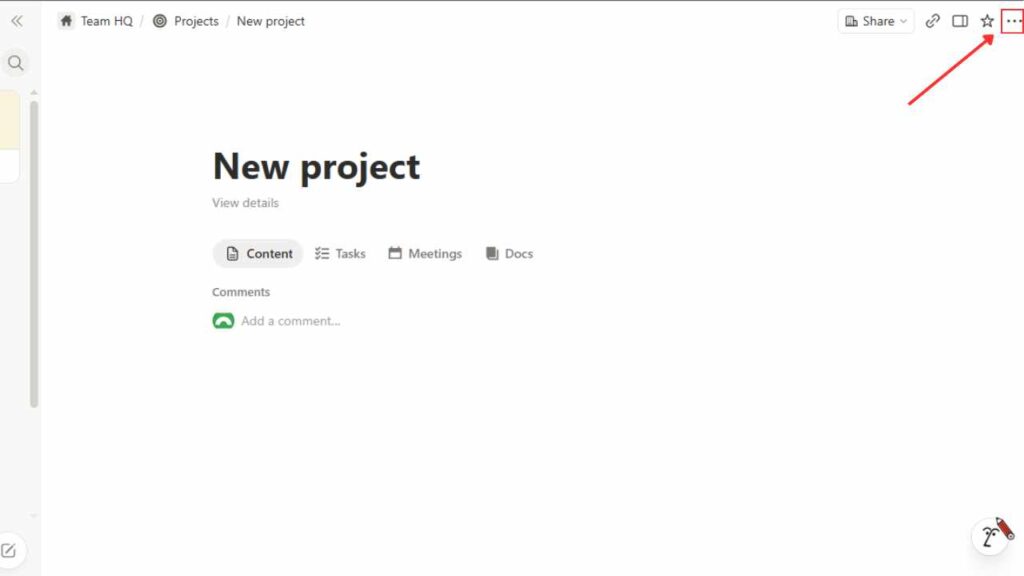 Three-dot menu highlighted in Notion UI