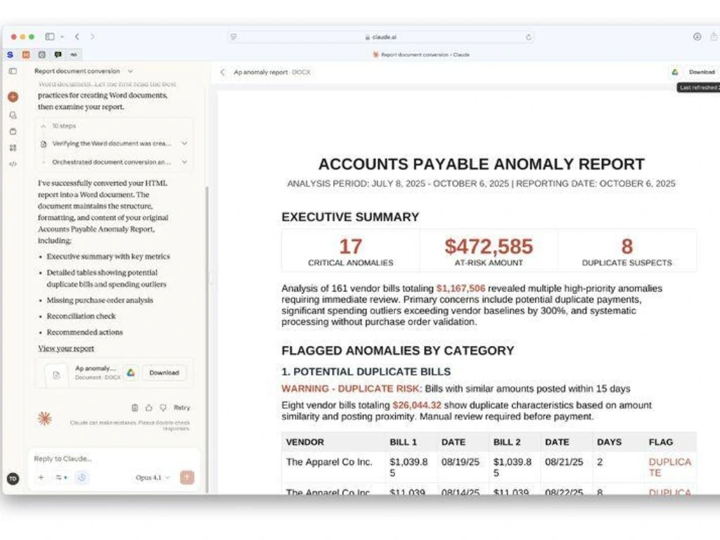 An overview of a document generated by Claude AI