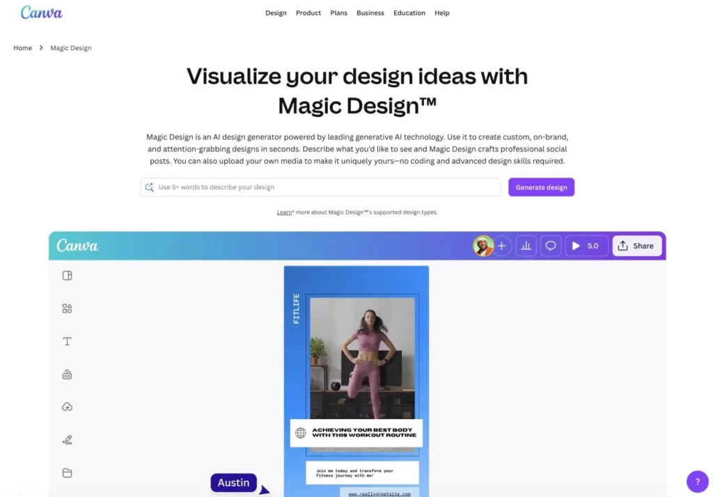 Canva AI overview with magic design overview