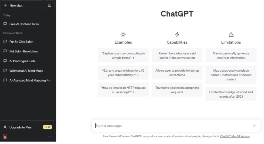 Chatgpt openAI chatting page