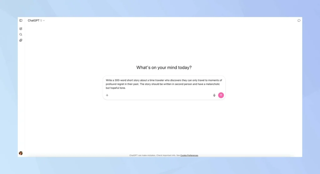 Chatgpt openAI chatting page with a user given prompt