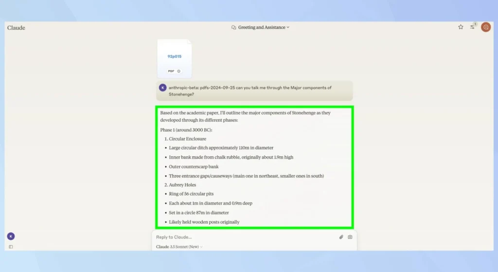 Claude AI generating AI answers view