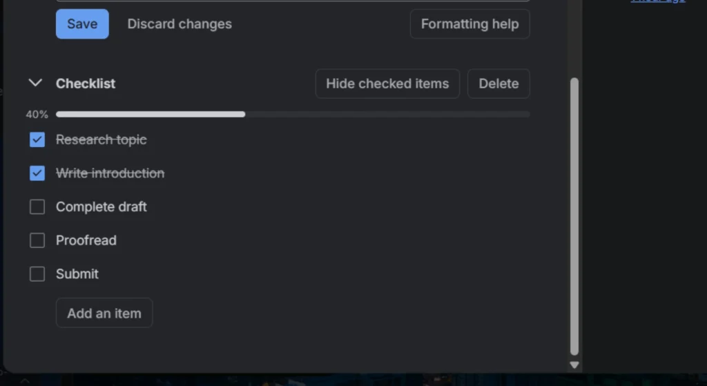 Clicking checklists in trello list's cards and showing the progress bar