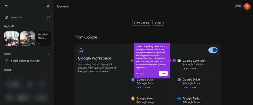 Gemini google workspace features