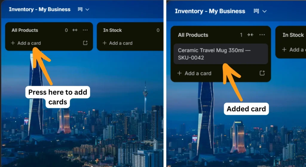 Trello guide to the adding cards to lists 