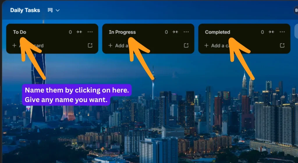 Trello to do lists naming