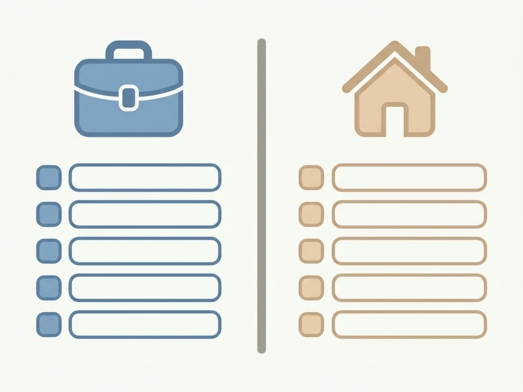 Best Productivity Systems for Remote Workers 4 Two separate task lists side by side, one for work and one for personal life